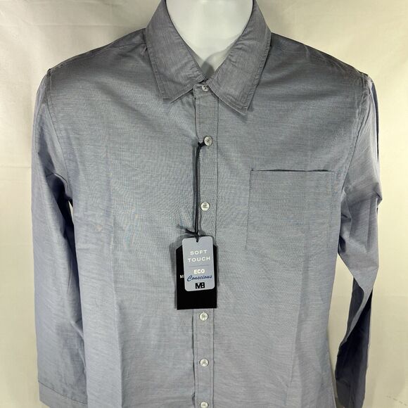 MICHAEL BRANDON BUTTON DOWN SHIRT MENS MEDIUM BLUE LONG SLEEVE COLLARED NWT NEW - Picture 1 of 16